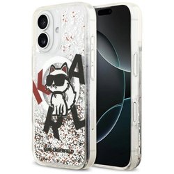 Etui Karl Lagerfeld Liquid Glitter Choupette Logo MagSafe na iPhone 17 - przezroczyste