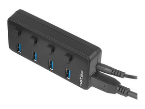 NATEC NHU-1557 Natec Hub USB 3.0 Mantis2, 4-porty z włącznikiem + zasilacz, czarny