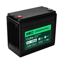 Greencell AGM VRLA 12V 135Ah bezobsługowy akumulator do łodzi, fotowoltaiki, paneli solarnych (341x173x287mm)