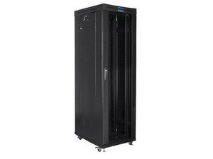 SZAFA INSTALACYJNA RACK STOJĄCA 19" 42U 600X1000 CZARNA DRZWI SZKLANE LCD LANBERG (FLAT PACK) V2