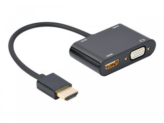 GEMBIRD Adapter HDMI męski do HDMI żeński + VGA żeński z audio i dodatkowym portem zasilania