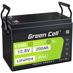 Green Cell CUBE Akumulator LiFePO4 200Ah 12.8V 2560Wh Litowo-Żelazowo-Fosforanowy do Kampera, Paneli solarnych, Foodtrucka