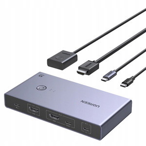 Przełącznik KVM Ugreen USB-C + HDMI 4K 60Hz 2w1 – szary