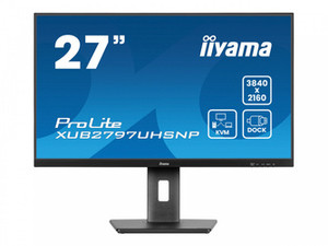 IIYAMA XUB2797UHSNP-B1 27inch IPS UHD 350cd/m2 4ms 15cm height adj. Stand HDMI DP USB-C Dock LAN Speakers