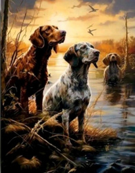 Diamentowa Mozaika Pieski trzy na mokradłach polowanie NO-2000173
