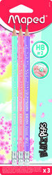 Ołówek z gumką Maped Blackpeps Pastel HB 3 sztuki blister