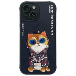 Etui Nimmy Glasses Cool Cat na iPhone 15 - czarne