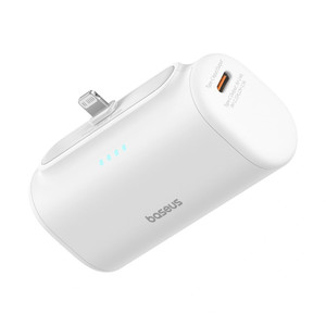 Powerbank Baseus Compact 5000mAh 20W ze złączem Lightning i gniazdem USB-C - biały