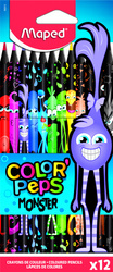 Kredki ołówkowe trójkątne Colorpeps Monster Maped w czarnej obudowie 12 kolorów