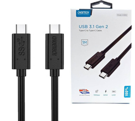 CHOETECH A3002 kabel USB-C do USB-C 1m 10Gbps PVC 3A 20V PD 60W Certyfikat USB-IF