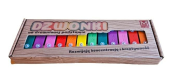Dzwonki 12-tonowe kolorowe na drewnianej ramce