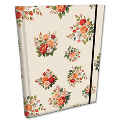 Notes B6 kratka z gumką Soft Touch Róże W Beżu