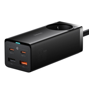 Stacja ładująca Baseus GaN3 Pro 65W EU + 2 x USB-C + 2 x USB-A z kablem Baseus Xiaobai USB-C 100W 1m - czarna