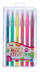 Pisak artystyczny pędzelkowy wodny 1-4mm MG 12 kolorów