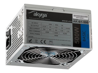 AKYGA Zasilacz ATX 500W AK-B1-500 P4 PCI-E 6+2 pin 3x SATA 2x Molex PPFC FAN 12cm
