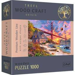 Puzzle 1000 drewniane Zachód słońca nad Golden Gate 20164