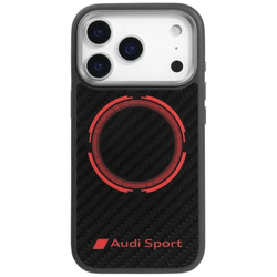 Etui Audi RSQ Carbon Fiber Sport Red Circle MagSafe do iPhone 17 Pro - czarne