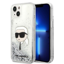 Etui Karl Lagerfeld Glitter Karl`s Head na iPhone 14 Plus - srebrne