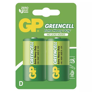 Bateria cynkowo-węglowa, D (R20), ogniwo typ D, 1.5V, GP, blistr, 2-pack, Greencell