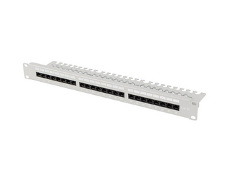 PATCH PANEL 24 PORT 1U 19" KAT.5E UTP Z ORGANIZEREM KABLOWYM SZARY LANBERG