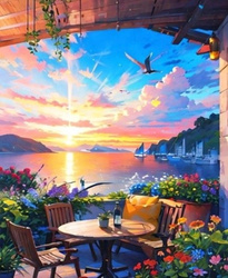 Diamentowa Mozaika Dom świt na patio NO-2000154