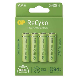 Akumulatorki, AA (HR6), 1.2V, 2600 mAh, GP, kartonik, 4-pack, ReCyko