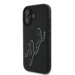 Etui Karl Lagerfeld 3D Rubber Signature na iPhone 16 - czarne