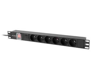 LISTWA ZASILAJĄCA RACK PDU 19" LANBERG 1U 16A 6X 230V PL 2M CZARNA C14