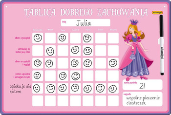 Tablica dobrego zachowania dla dziewczynki różowa