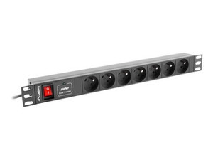 LANBERG PDU-07E-0200-BK Lanberg listwa zasilająca Rack PDU 1U 16A, 7x FR, 2m, czarna