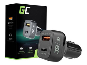 GREENCELL CAD33 Ładowarka samochodowa Green Cell USB-C Power Delivery + USB Quick Charge 3.0