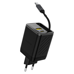 Ładowarka sieciowa Dudao A67EU GaN 67W z wbudowanym zwijanym kablem USB-C Power Delivery Quick Charge - czarna