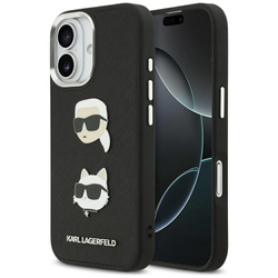 Etui Karl Lagerfeld FW Grained Karl & Choupette Heads Pins & Logo na iPhone 17 - czarne