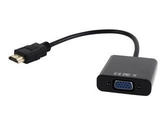GEMBIRD A-HDMI-VGA-03 Gembird adapter HDMI-A(M) ->VGA (F) + audio, na kablu, czarny