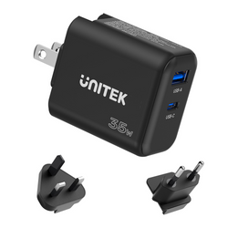 Unitek ładowarka GaN PD 35W USB-C + USB-A czarna