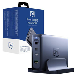 Stacja ładująca 3mk Hyper Charging Station 240W 3x USB-C 1x USB-A - srebrna