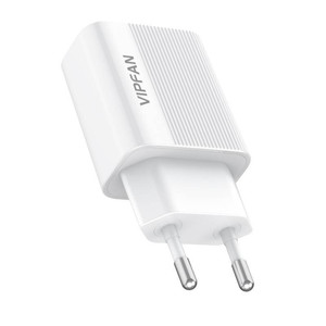 Ładowarka sieciowa Vipfan E01, 1x USB, 2.4A + kabel Lightning (biała)