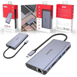 Unitek Hub USB-C 2x USB 3.1 HDMI DP RJ45 czytnikSD