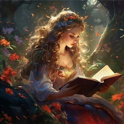 Diamentowa Mozaika Kobieta księżniczka czytająca książkę NO-2000317