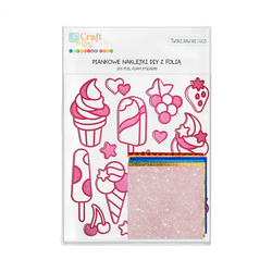 ZESTAW KREATYWNY PIANKOWE NAKLEJKI Z FOLIĄ LODY 16 SZT