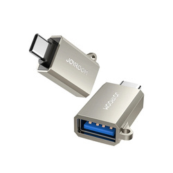 Adapter Joyroom S-H151 USB-C (męski) / USB-A (żeński) z oczkiem na smycz - srebrny