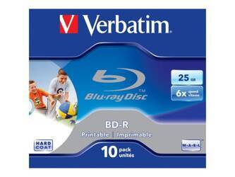 VERBATIM 43713 Verbatim BluRay BD-R jewel case 10 25GB 6x PRINTABLE SURFACE HARD COAT