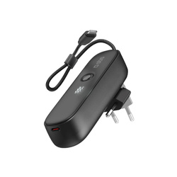 Powerbank SBS Hybrid PD 20W 5000mAh z wbudowanym kablem i składaną wtyczką - czarny