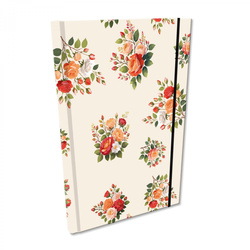 Notes A5 kratka z gumką Soft Touch Róże w beżu