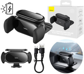 Baseus Steel Cannon Pro solarny automatyczny uchwyt samochodowy na kokpit czarny (SUGP010001)