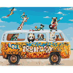 Malowanie po numerach Zwierzątka w busie 40x50cm