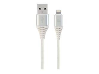 GEMBIRD CC-USB2B-AMLM-1M-BW2 Gembird Kabel Premium USB 2.0 do 8-pin (metalowe wtyki,oplot) 1m, srebrny/biały