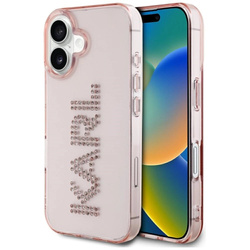 Etui Karl Lagerfeld IML Rhinestones Logo na iPhone 16 - różowe
