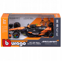 Bburago Model 1:43 MCLAREN F1 MCL38 Miami GP Lando Norris 18-38214
