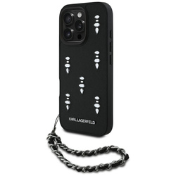 Etui Karl Lagerfeld Saffiano Crystals w/Chain na iPhone 16 Pro Max - czarne
